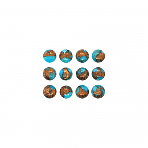Copper Blue Turquoise Cab Round 6mm Approximately 9 Carat