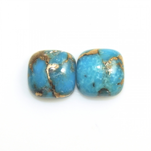 Copper Blue Turquoise Cabs Cushion 10mm Approximately 9 Carat Matching Pair