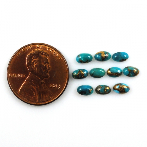 Copper Blue Turquoise Cabs Oval 5x3mm Approximately 2.18 Carat