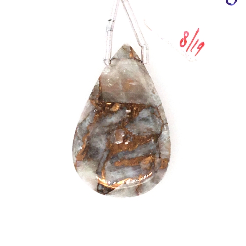 Copper Calcite Drop Almond Shape 31x20mm Drilled Beads Single Piece