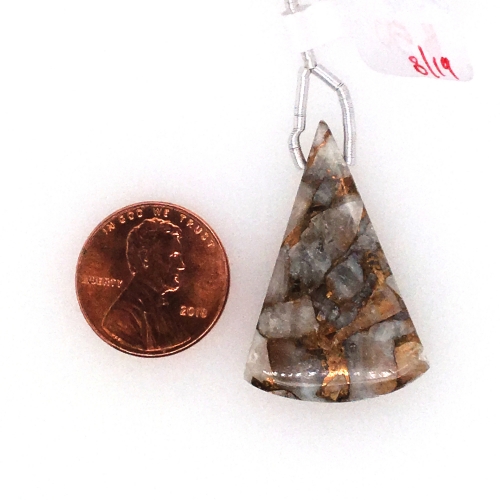 Copper Calcite Drop Conical Shape 33x22mm Drilled Beads Single Piece