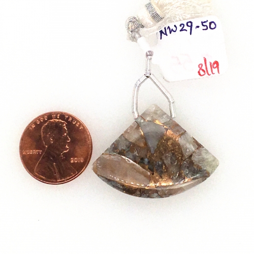 Copper Calcite Drop Fan Shape 25x32mm Drilled Beads Single Piece