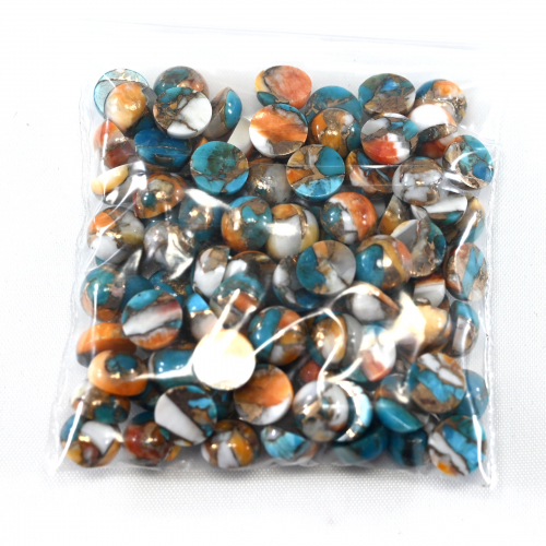 Copper Spiny Oyster and Turquoise Cab Round 8mm 106pieces