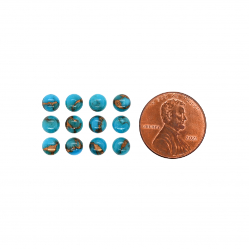 Copper Turquoise Cab Round 5mm Approximately 6 Carat.