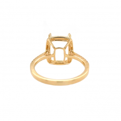 Cushion 10x8mm Ring Semi Mount in 14K Yellow Gold With White Diamond (RG1220)