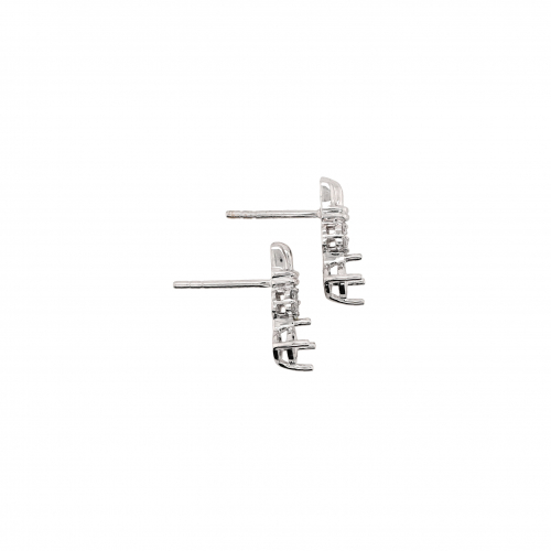 Cushion 4mm Earring Semi Mount In 14k White Gold With Accent Diamonds (er3010)