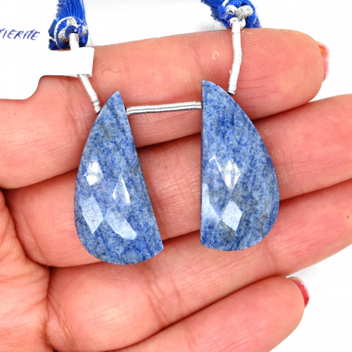Dumortierite Drop Wing Shape 30x14mm Drilled Bead Matching Pair