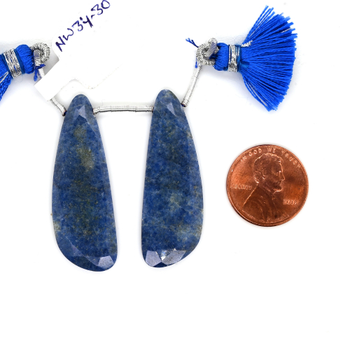 Dumortierite Drop Wing Shape 41x14mm Drilled Bead Matching Pair