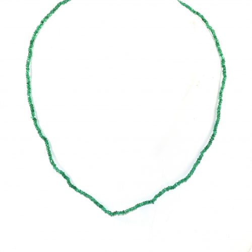 Emerald  Drops Roundelle Shape 2mm Accent Bead Ready To Wear Necklace