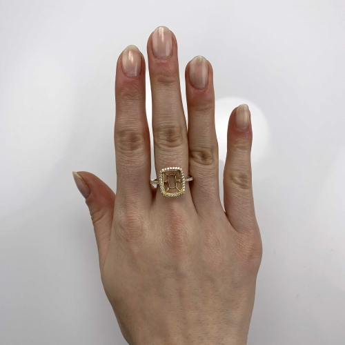 Emerald Cushion 11x9mm Ring Semi Mount in 14K Yellow Gold With White Diamond (RG1245)