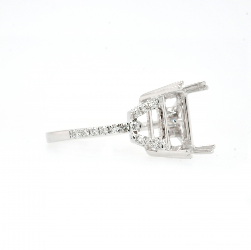 Emerald Cut 10x8mm Ring Semi Mount in 14K White Gold With Accent Diamonds (RG2231)