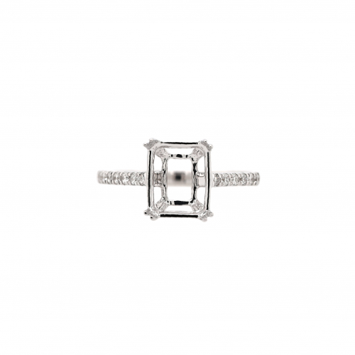 Emerald Cut 10x8mm Ring Semi Mount in 14K White Gold with Accent Diamonds (RG2858)