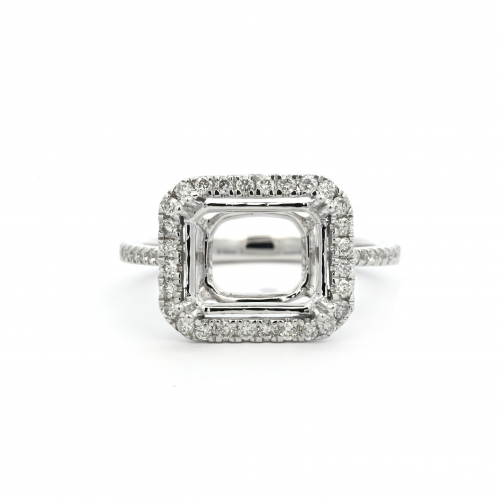 Emerald Cut 10x8mm Ring Semi Mount In 14k White Gold With Diamond Accents (rg2917)