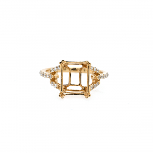 Emerald Cut 10x8mm Ring Semi Mount In 14k Yellow Gold With Diamond Accents (rg2231)