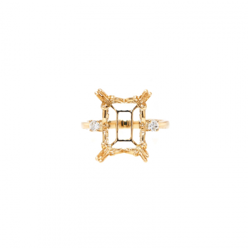 Emerald Cut 14x10mm Ring Semi Mount In 14k Yellow Gold With Diamond Accents (rg2030)