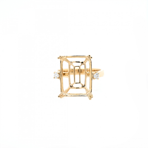 Emerald Cut 16x12mm Ring Semi Mount In 14k Yellow Gold With Diamond Accents (rg1261)