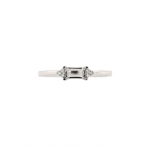Emerald Cut 5x3mm Ring Semi Mount in 14K White Gold With Diamond Accents (RG4439)