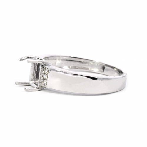 Emerald Cut 6x4mm Men's Ring Semi Mount In 14K Gold With Accented Diamonds