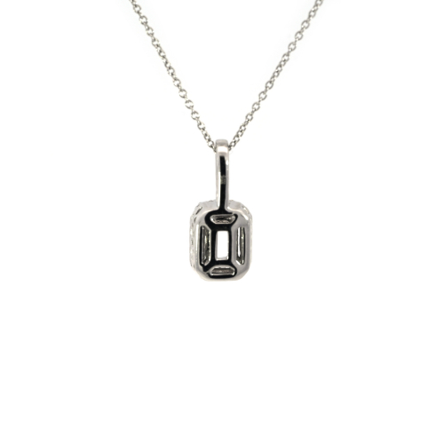 Emerald Cut 6x4mm Pendant Semi Mount In 14k White Gold With White Diamonds(chain Not Included)