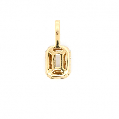 Emerald Cut 6x4mm Pendant Semi Mount in Yellow Gold with Diamond Accents