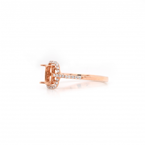 Emerald Cut 6X4mm Ring Semi Mount in 14K Rose Gold With Diamond Accents (RG3326))