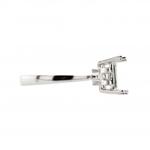 Emerald Cut 8X6mm Ring Semi Mount in 14K White Gold With White Diamonds (RG1443)