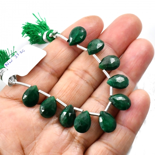 Emerald Drops Almond Shape 11x8mm Drilled Beads 10 Pieces Line
