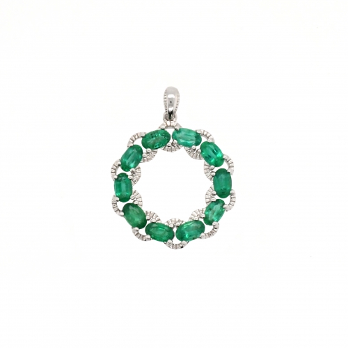 Emerald Oval 2.18 Carat Pendant in 925 Sterling Silver