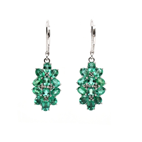 Emerald Oval 4.15 Carat Earring in 925 Sterling Silver