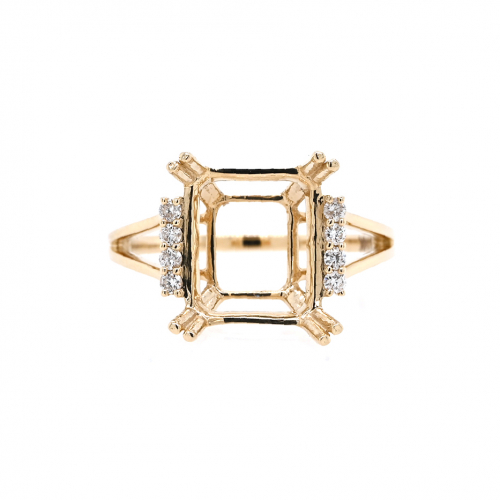 Emrald Cut 11x9mm Ring Semi Mount In 14k Yellow Gold With Accent Diamonds (rg3808)