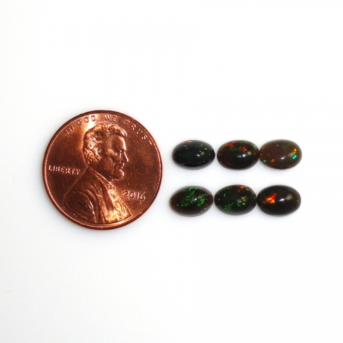 Ethiopian Black Opal Cabs Oval 7x5mm Approximatly 2.71 Carat