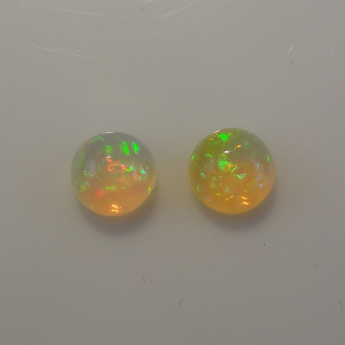 Ethiopian Opal Cab Round 7mm Matching Pair Approximately 1.70 Carat