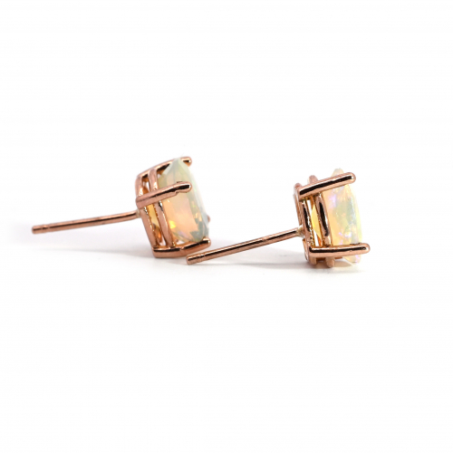 Ethiopian Opal Oval 1.10 Carat Stud Earrings In14k Rose Gold