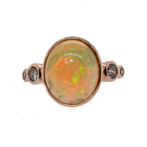 Ethiopian Opal Oval 3.01 Carat Ring With Diamond Accent In 14k Rose Gold