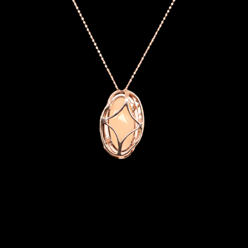 Ethiopian Opal Oval 4.75 Carat Pendant with Accent Diamond in 14K Rose Gold ( Chain Not Included )