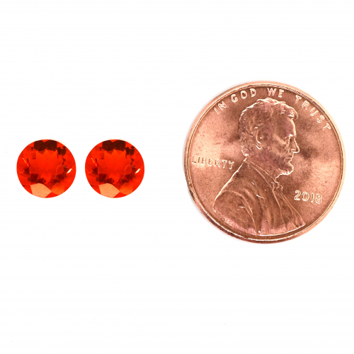 Fire Opal Round 6mm Matching Pair Approximately 1.08 Carat