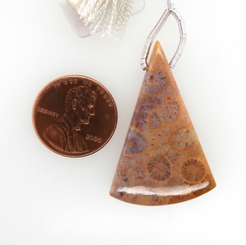 Fossil Coral Drop Conical Shape 38x20mm Drilled Bead Single Pendant Piece