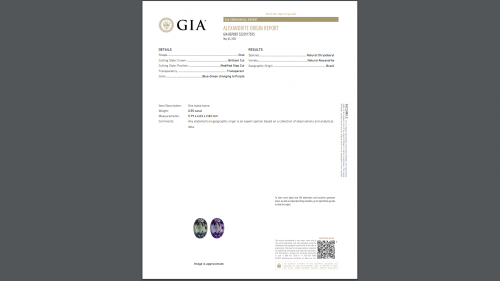 Gia Certified  Natural Blue-green Changing To Purple Alexandrite Oval 0.55 Carat Ring In 14k White Gold With Accented Diamonds