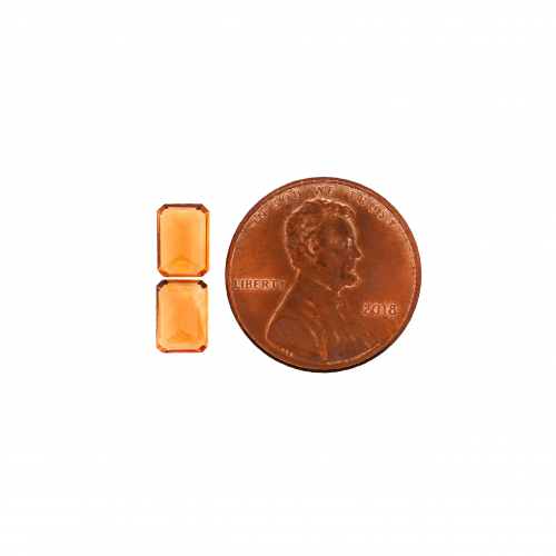 Golden Orange Citrine Emerald Cut 7x5mm Matching Pair Approximately 1.82 Carat