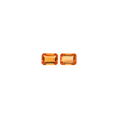 Golden Orange Citrine Emerald Cut 7x5mm Matching Pair Approximately 1.82 Carat