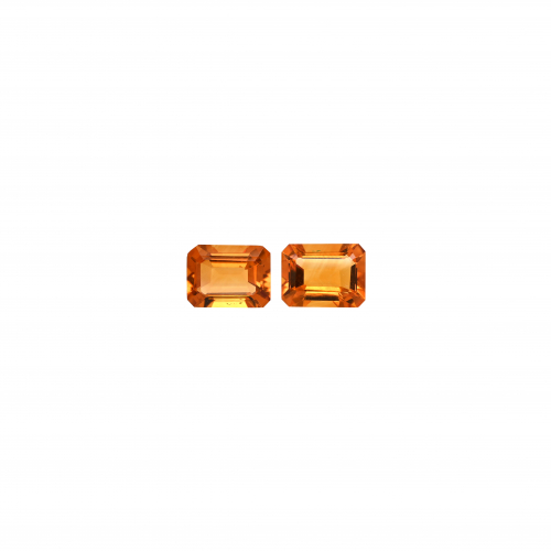 Golden Orange Citrine Emerald Cut 8x6mm Matching Pair Approximately 2.85 Carat