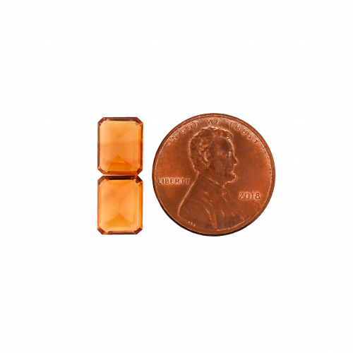 Golden Orange Citrine Emerald Cut 9x7mm Matching Pair Approximately 4.30 Carat