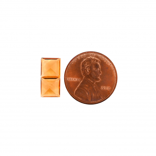 Golden Orange Citrine Princess Cut 7mm Matching Pair Approximately 3.50 Carat