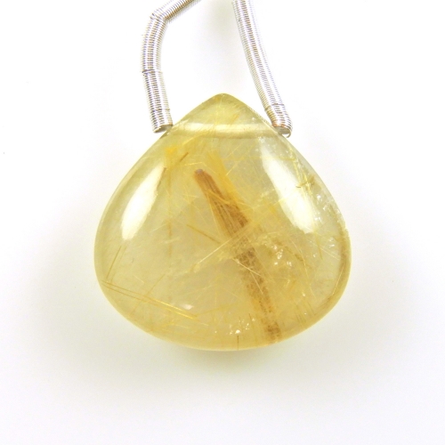 Golden Rutilated Quartz Drops Pear Shape 19mm Drilled Bead Single Pendant Piece.