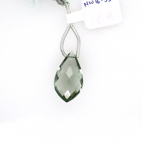Green Amethyst Drops Leaf Shape 25x14mm Drilled Bead Single Piece