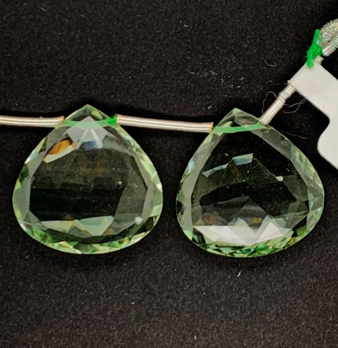 Green Amethyst Pear Shape 20x20mm Matching Pair Drilled Beads