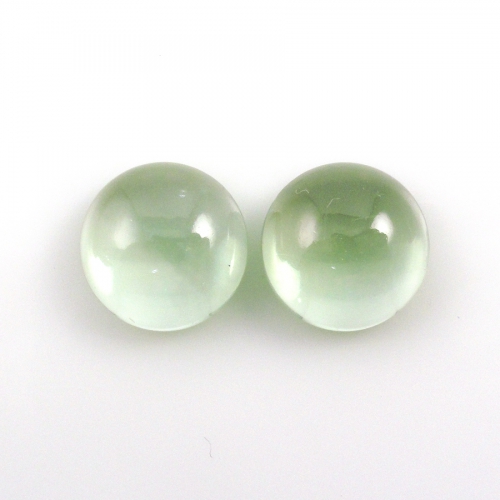 Green Amethyst (Prasiolite) Cabs Round 10mm Matching Pair Approximately 6 Carat