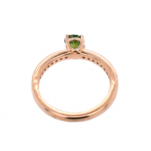Green Diamond Round 0.53 Carat Ring With Diamond Accent In 14k Rose Gold