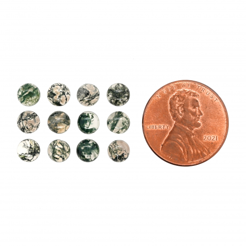Green Moss Agate Cab Round 5mm Approximately 5.50 Carat