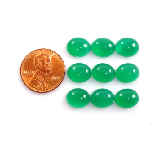 GREEN ONYX CABS OVAL 10X8MM APPROX 24 CARAT